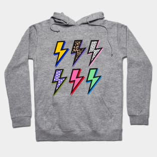 Lightning Bolts Set in Bright Colours and Animal Print Spots Hoodie